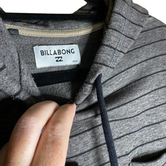 Billabong Men's Flecker Pullover Hoodie Gray & Black Striped Size Medium - Picture 2 of 6